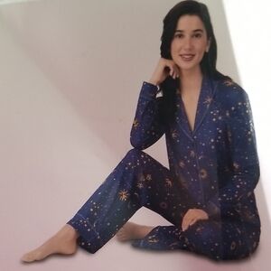 Celestial Theme Blue Pajama Set with Long Sleeves